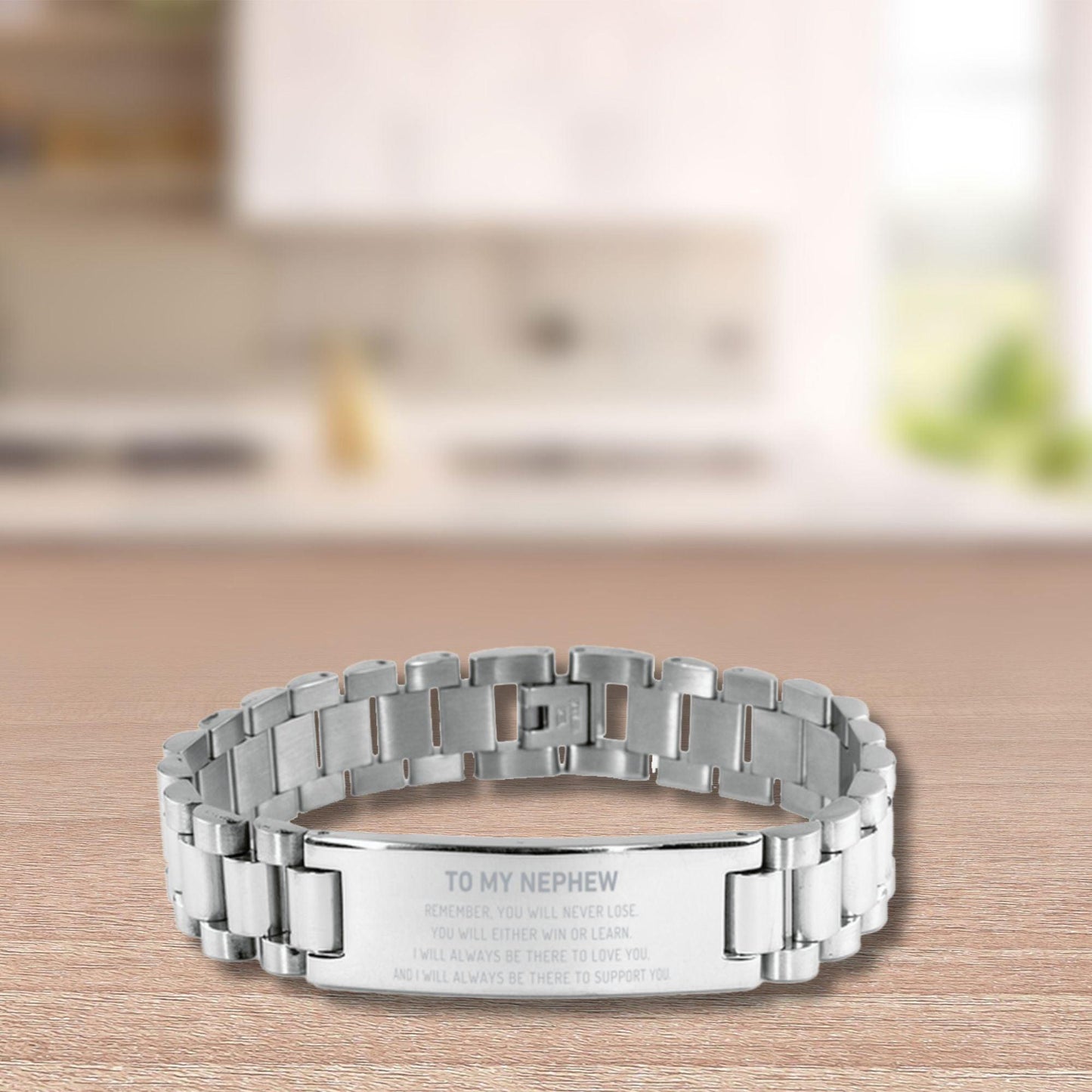 Nephew Gifts, To My Nephew Remember, you will never lose. You will either WIN or LEARN, Keepsake Ladder Stainless Steel Bracelet For Nephew Engraved, Birthday Christmas Gifts Ideas For Nephew X-mas Gifts - Mallard Moon Gift Shop