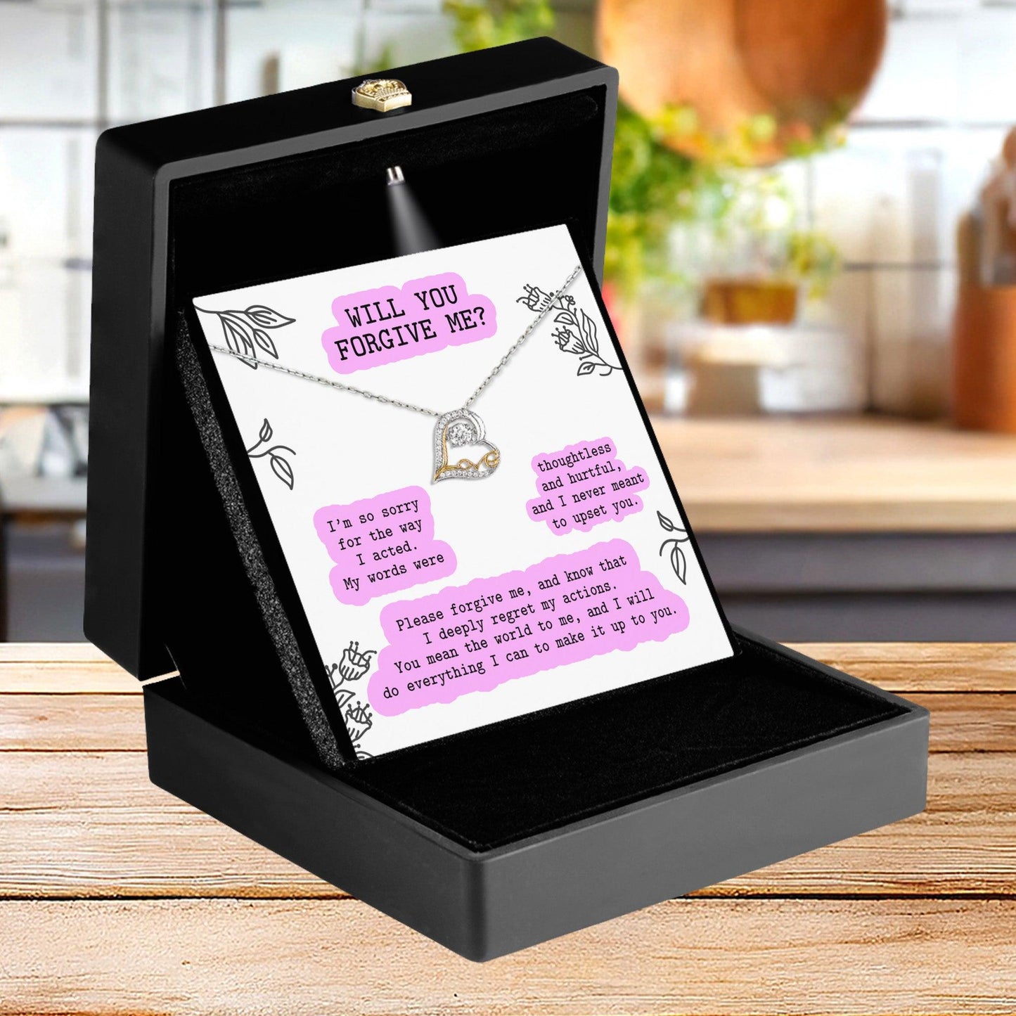 Apology Gift for Girlfriend, Wife, Soulmate - Sorry, Never Meant To Upset You - Love Dancing Heart Pendant Necklace - Mallard Moon Gift Shop