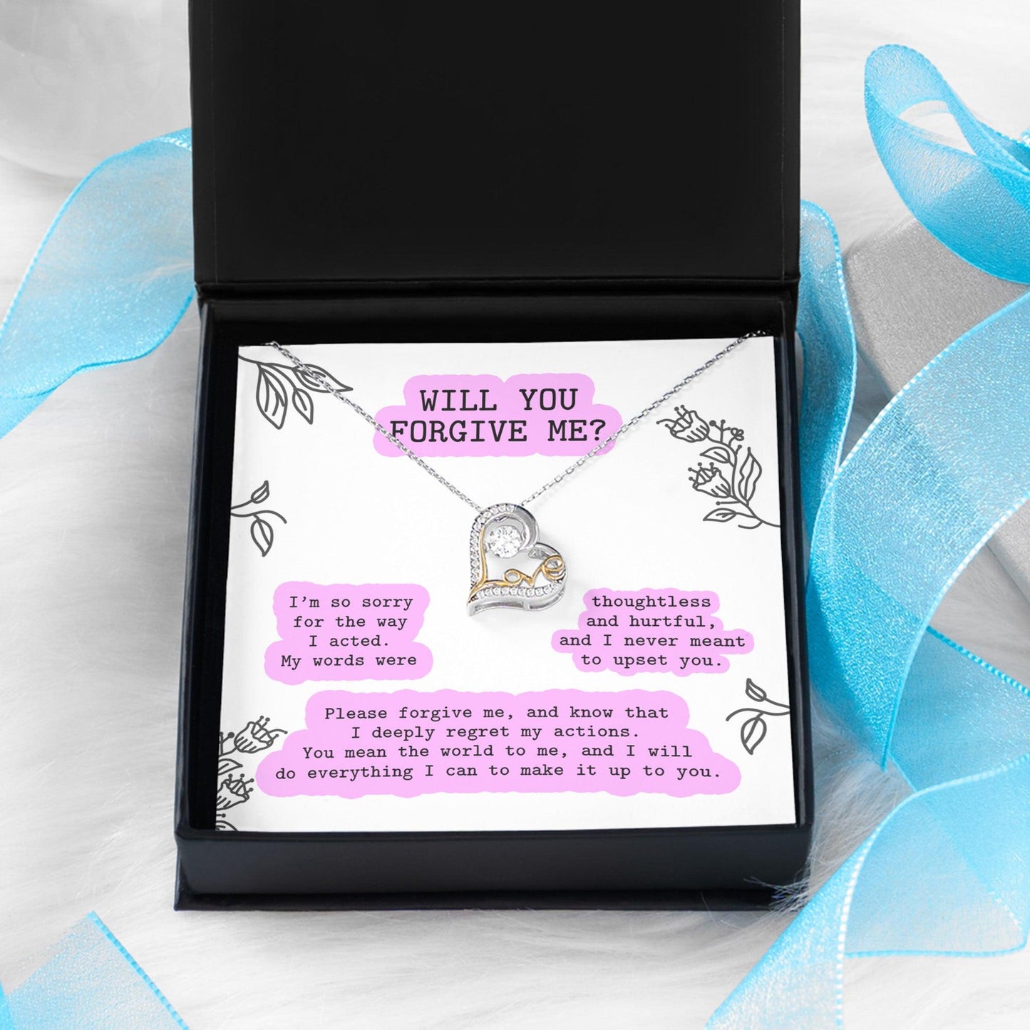 Apology Gift for Girlfriend, Wife, Soulmate - Sorry, Never Meant To Upset You - Love Dancing Heart Pendant Necklace - Mallard Moon Gift Shop
