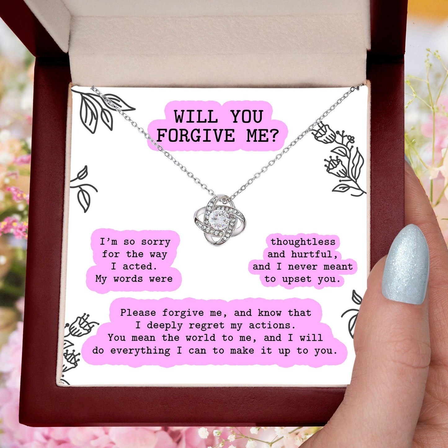 Apology Gift for Girlfriend, Wife, Soulmate - Sorry, Never Meant To Upset You - Love Knot Pendant Necklace - Mallard Moon Gift Shop