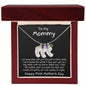 New Mom First Mother's Day Gift Engraved Baby Feet Birthstone Charm Necklace - Mallard Moon Gift Shop