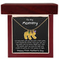 New Mom First Mother's Day Gift Engraved Baby Feet Birthstone Charm Necklace - Mallard Moon Gift Shop
