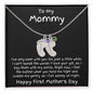 New Mom First Mother's Day Gift Engraved Baby Feet Birthstone Charm Necklace - Mallard Moon Gift Shop