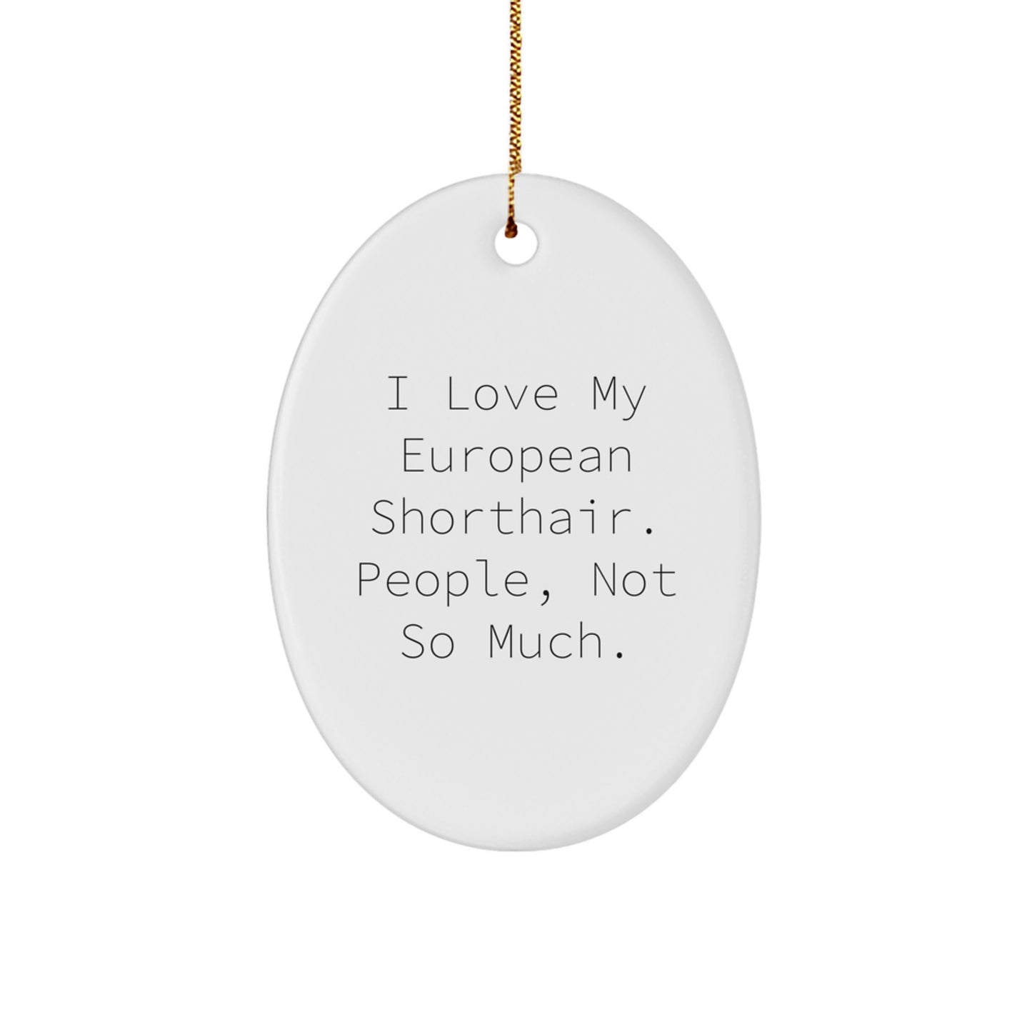 European Shorthair Cat Lovers' Humorous Oval Ornament Gifts from Friends, Family, and Coworkers - Image 1