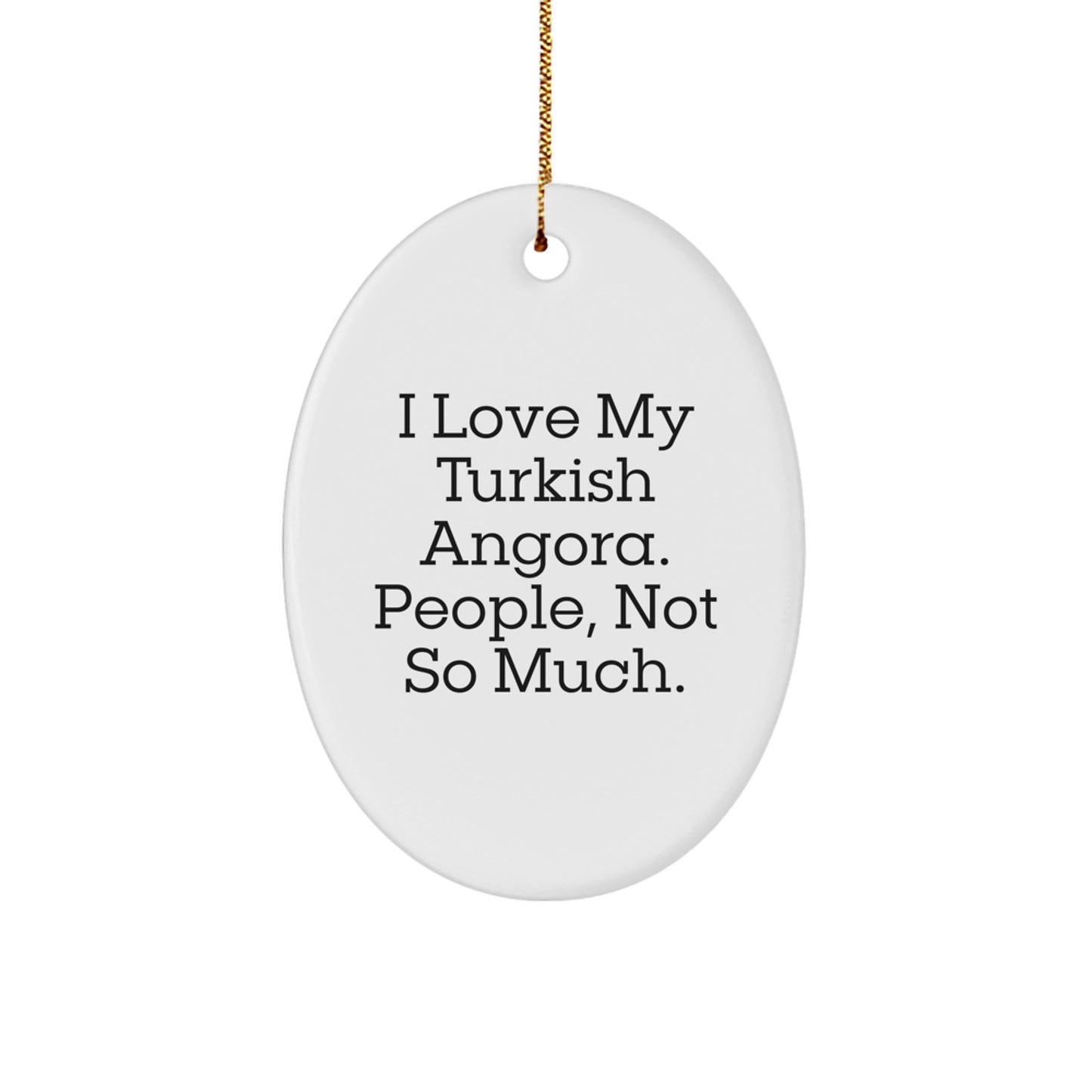 Turkish Angora Cat Lovers Gifts from Friends for Christmas Unique Oval Ornament - Image 1