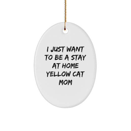 Funny Yellow Cat Mom Christmas Oval Ornament Gifts from Family or Friends