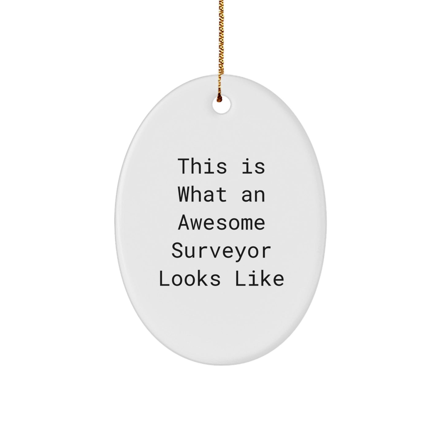 Funny Surveyor Gifts from Men to Friends - This Is What An Awesome Surveyor Looks Like, Oval Ornament for Christmas - Image 1