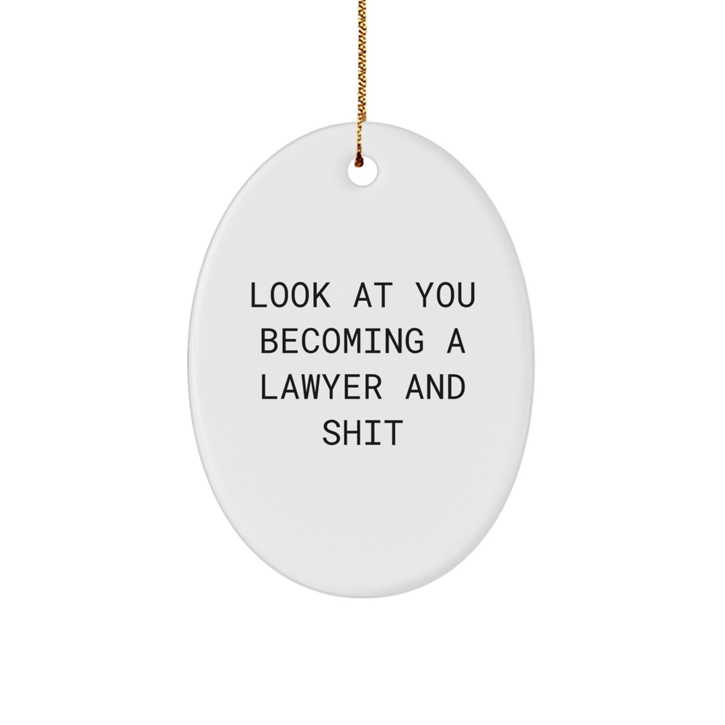 Funny Lawyer Gift for Christmas - 'Look At You Becoming A Lawyer And Shit' Oval Ornament from Friends to Family - Image 1