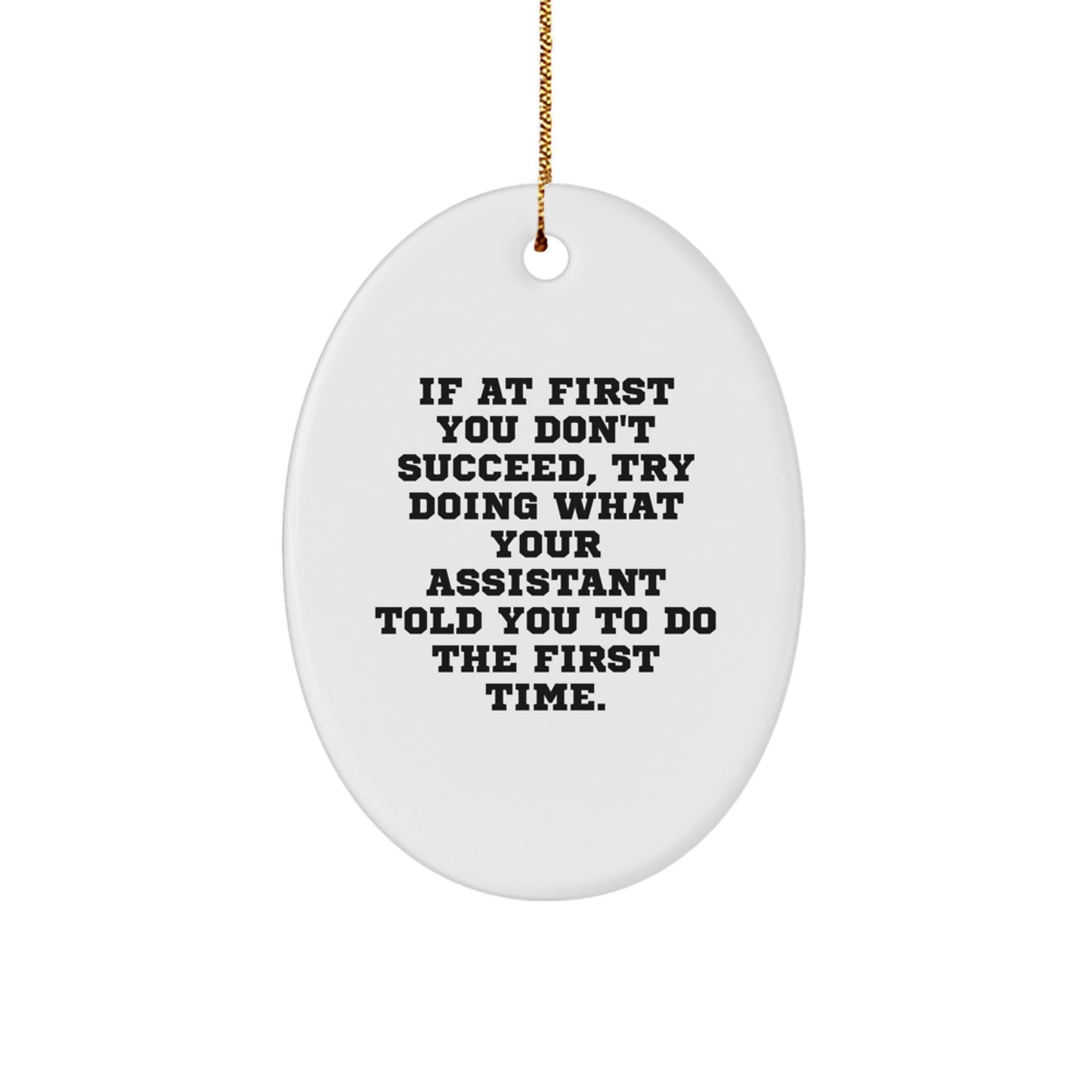 Funny Assistant Gifts - Oval Ornament, Cute Encouragement for Friends, Family, and Coworkers - Unique Christmas Memorable Presents from Women, Men, and Loved Ones - Image 1