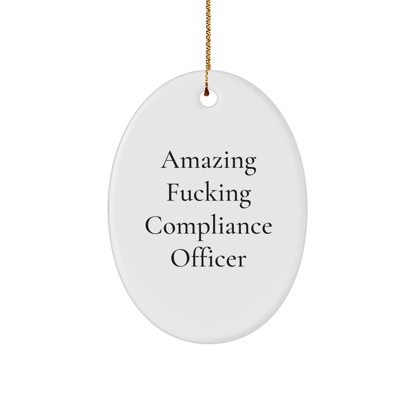 Compliance Officer Gifts, Funny Oval Ornament for Men, Women, Friends, Coworkers, Family - 'Amazing F--king Compliance Officer' Quote, Christmas Unique Gifts from Friends, Coworkers, Family - Image 1