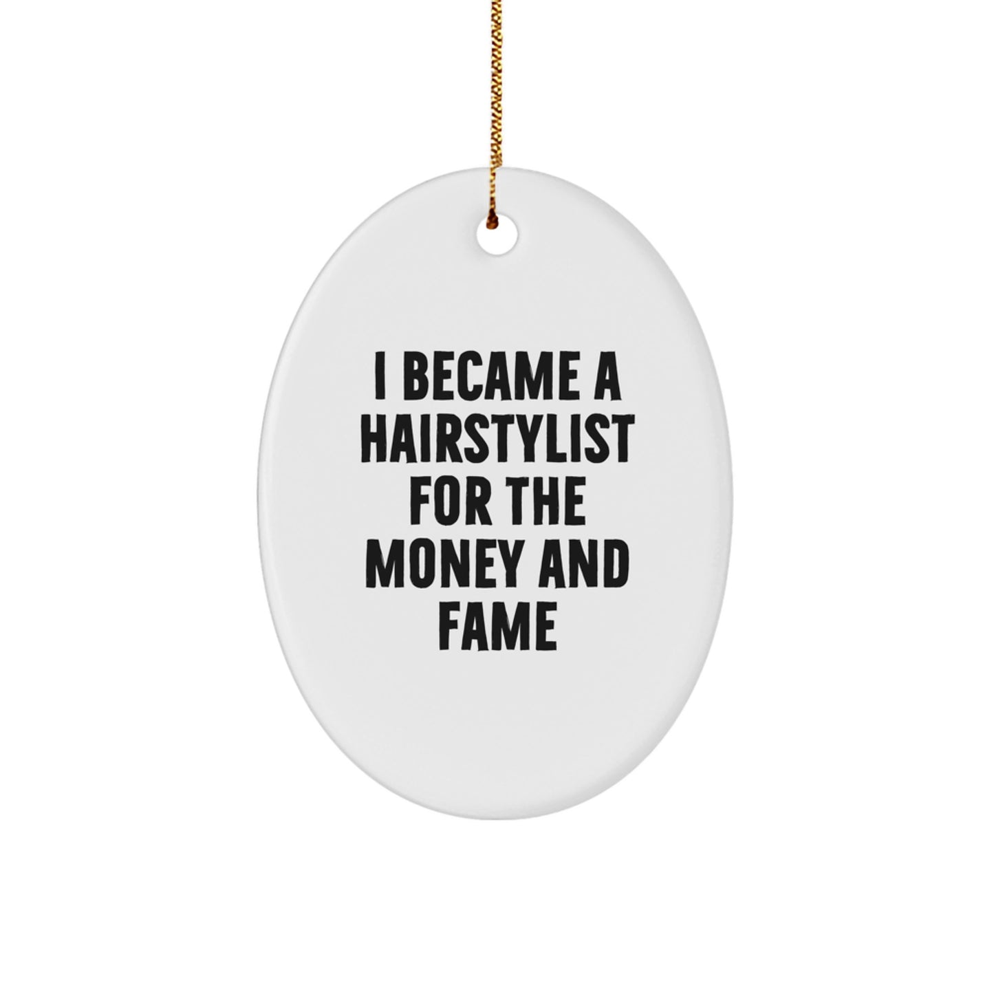 Funny Hairstylist Gifts from Men to Friends for Christmas Oval Ornaments - Image 1