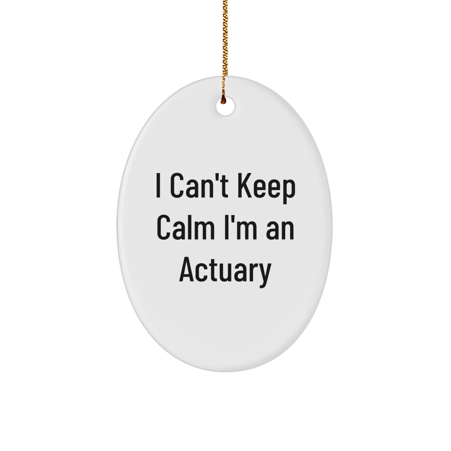 Funny Actuary Gifts for Men - Oval Ornament - 'I Can't Keep Calm I'm An Actuary' Christmas Unique Gifts from Friends to Family - Image 1