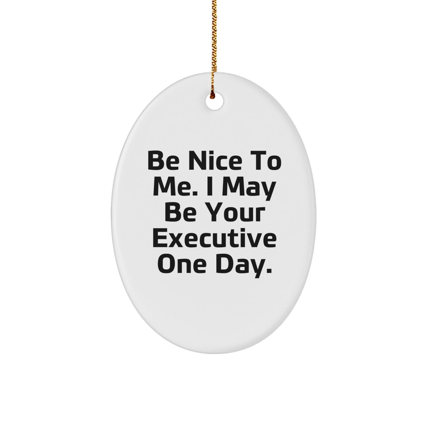Funny Executive Oval Ornament Gifts for Men from Friends - Be Nice To Me I May Be Your Executive One Day Christmas Unique Gifts - Image 1