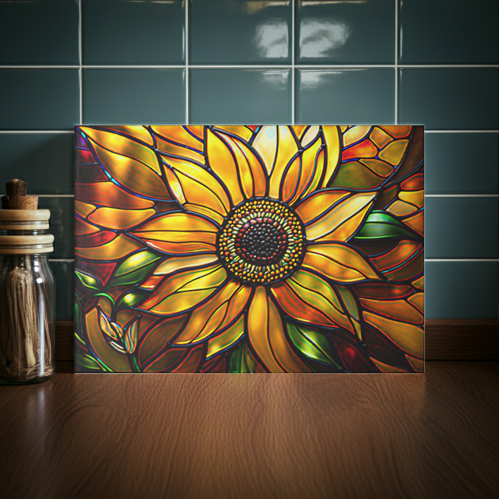 Vibrant Sunflower Glass Cutting Board, Kitchen Decor, Gift for Home Chefs, Unique Kitchen Accessories, Summer Gathering Decoration