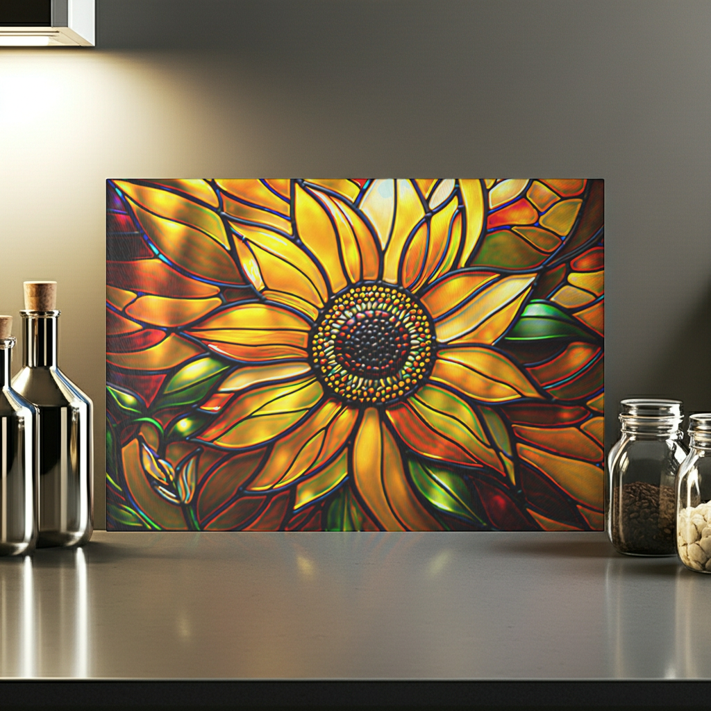Vibrant Sunflower Glass Cutting Board, Kitchen Decor, Gift for Home Chefs, Unique Kitchen Accessories, Summer Gathering Decoration