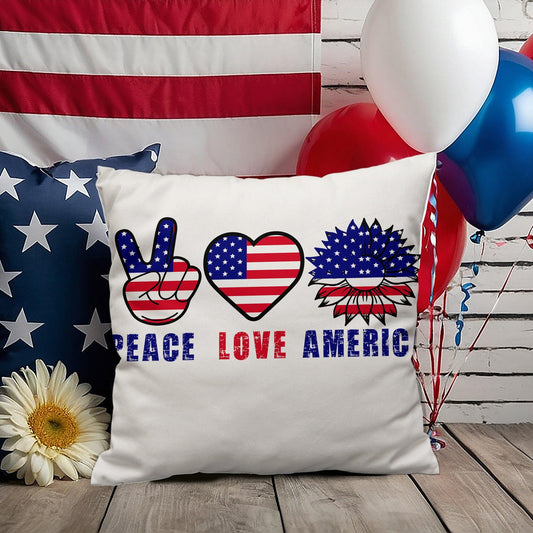 Peace Love America Patriotic Indoor-Outdoor Pillow - Mallard Moon Gift Shop