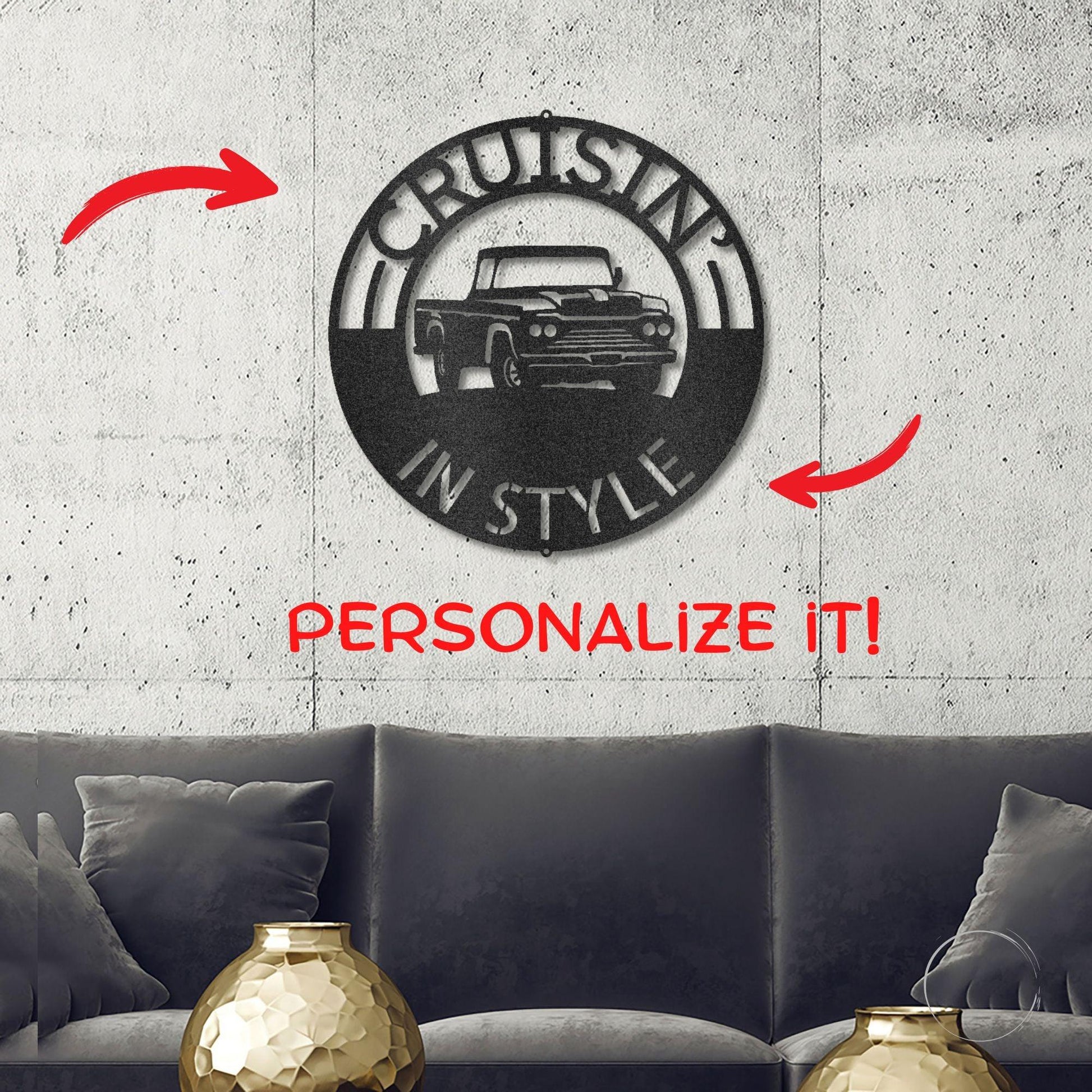 Classic Pickup Truck Personalized Indoor Outdoor Steel Sign Wall Sign - Mallard Moon Gift Shop