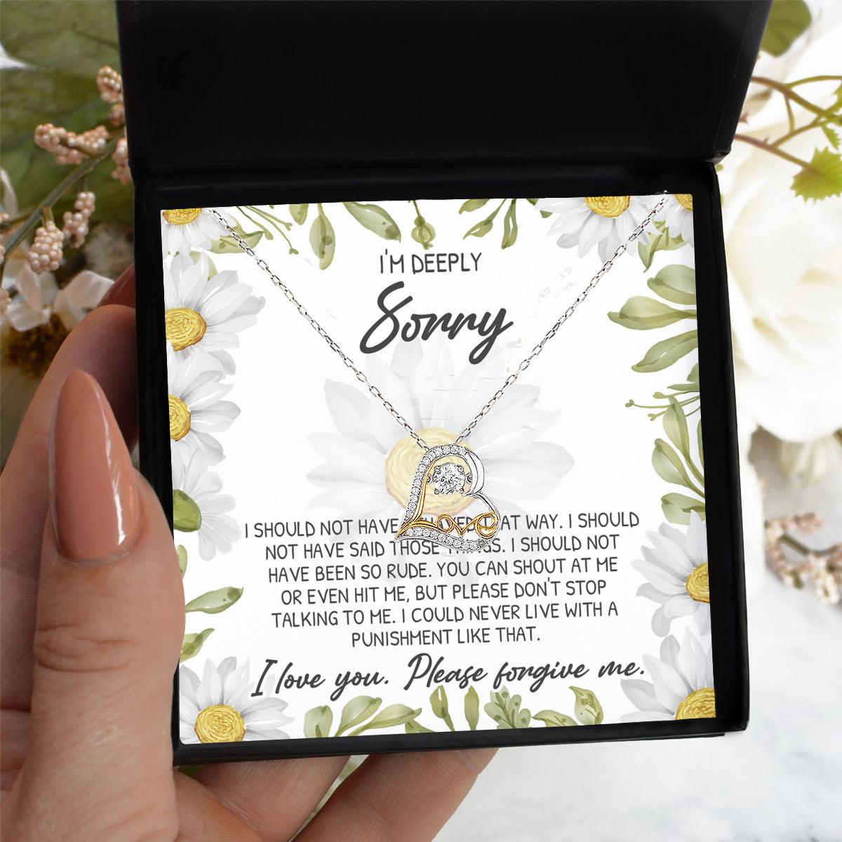Apology Gift for Girlfriend, Wife, Soulmate - Sorry, Please Don't Stop Talking to Me - Love Dancing Heart Pendant Necklace - Mallard Moon Gift Shop