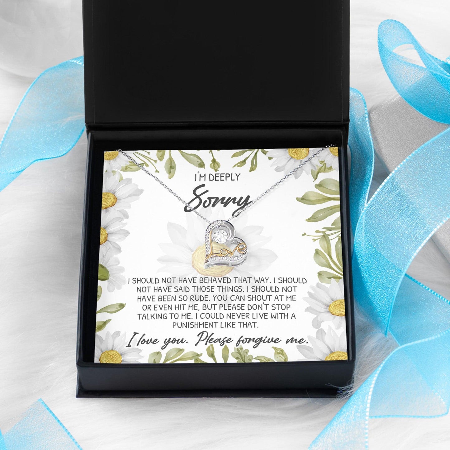 Apology Gift for Girlfriend, Wife, Soulmate - Sorry, Please Don't Stop Talking to Me - Love Dancing Heart Pendant Necklace - Mallard Moon Gift Shop