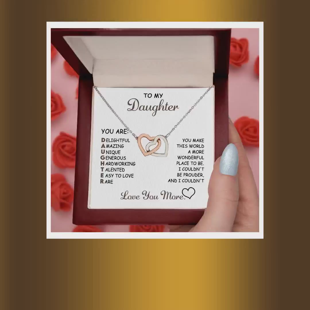 To My Daughter I Love You More Interlocking Hearts Necklace by@Outfy