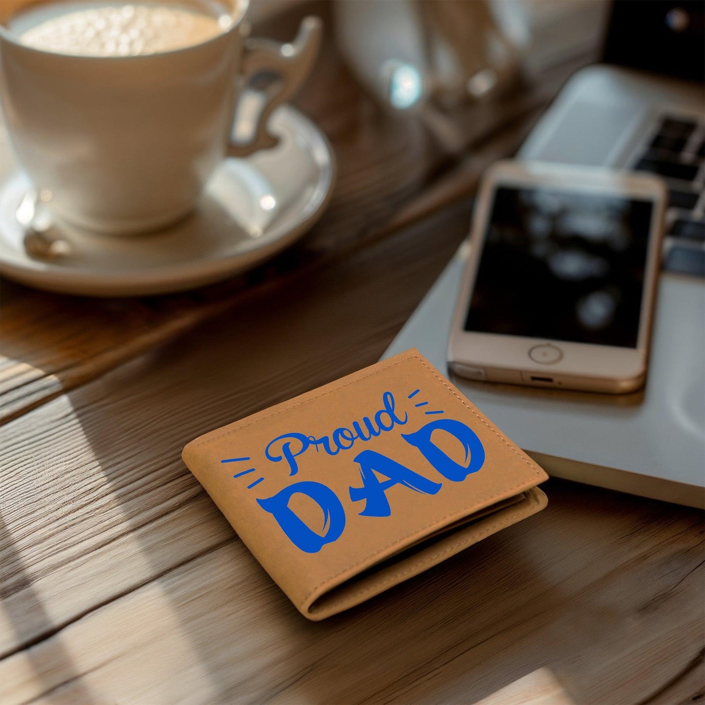 Proud Dad Custom Printed Leather Wallet - Mallard Moon Gift Shop