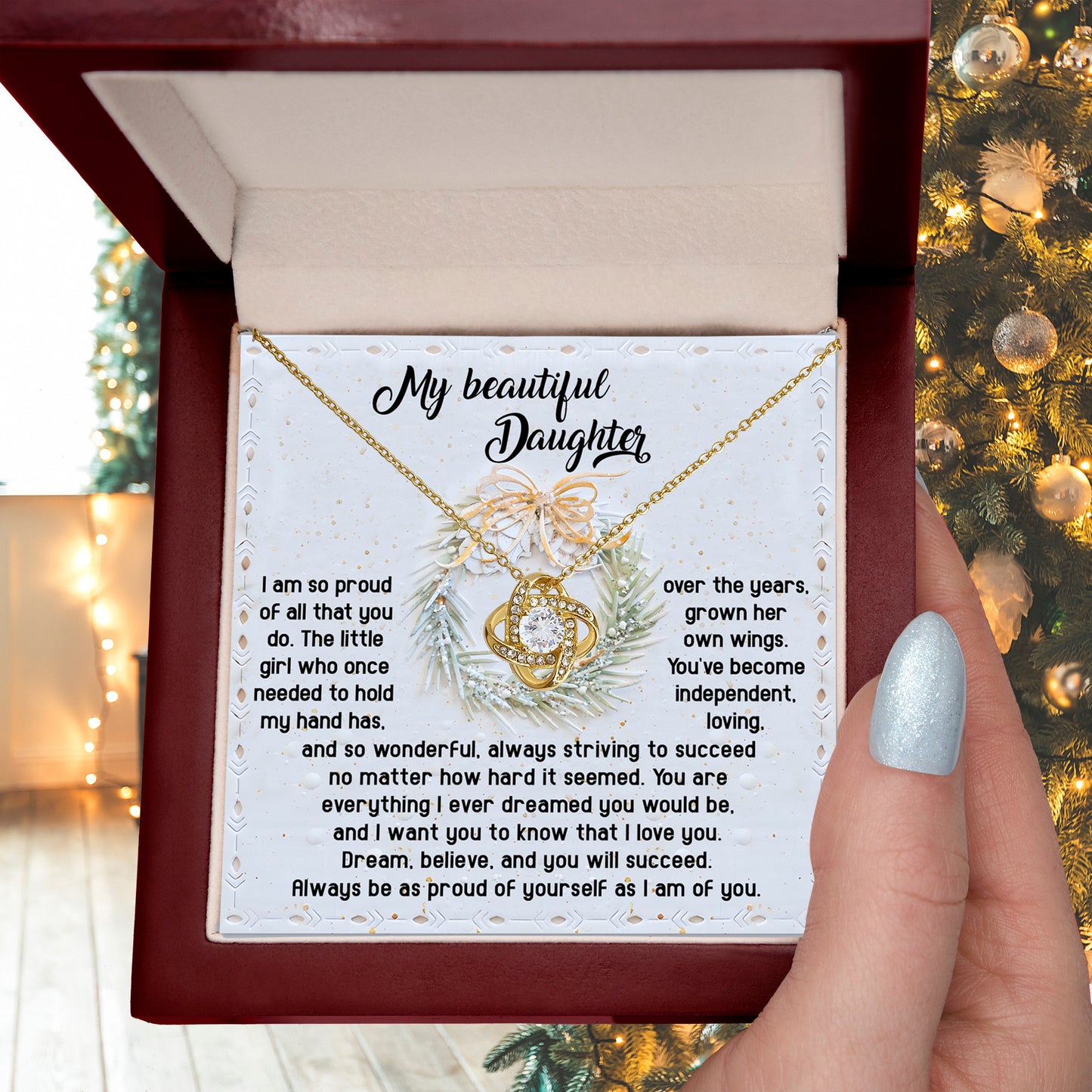 Gift for Daughter - Proud Of Yourself - Love Knot Pendant Necklace - Mallard Moon Gift Shop