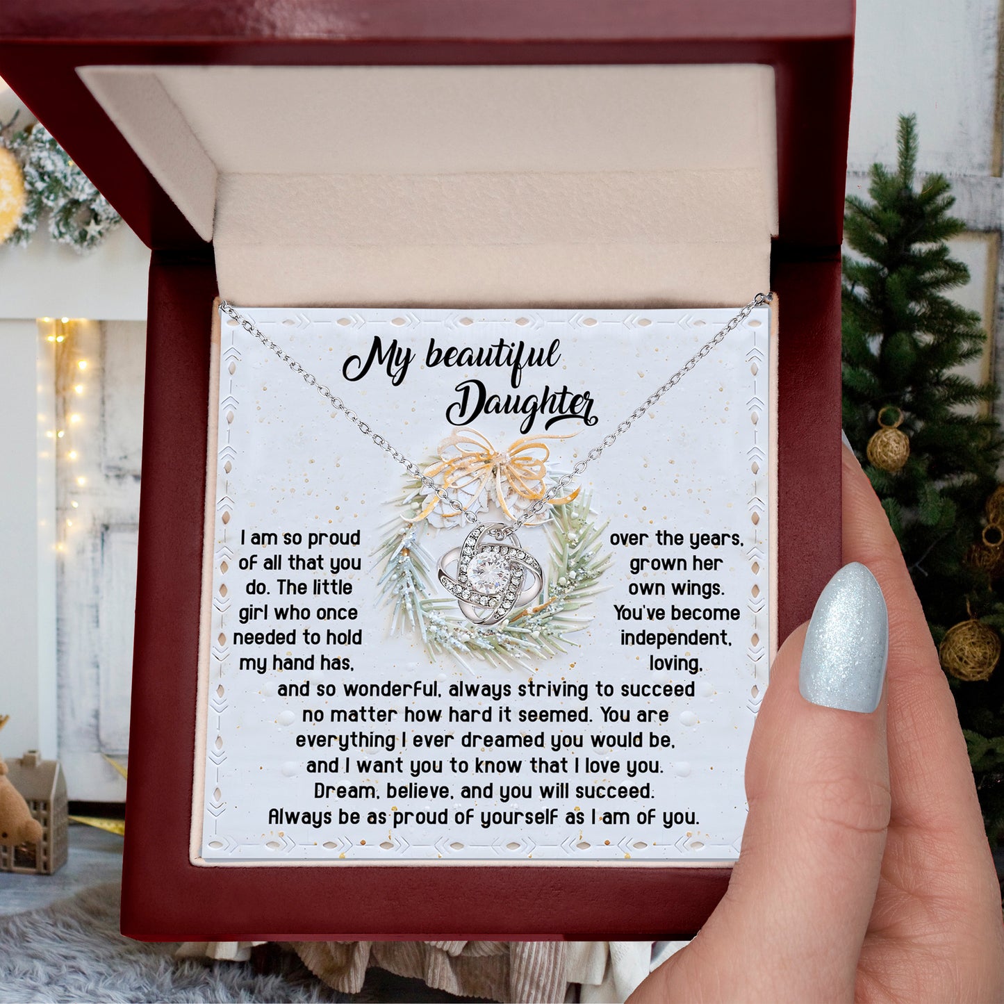 Gift for Daughter - Proud Of Yourself - Love Knot Pendant Necklace - Mallard Moon Gift Shop