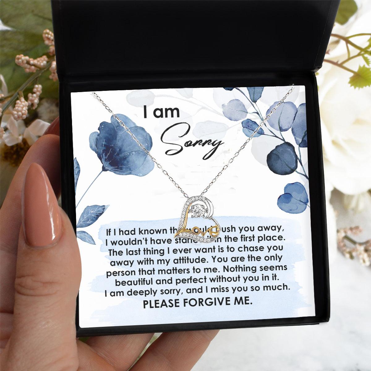 Apology Gift for Girlfriend, Wife, Soulmate - Sorry, Push You Away - Love Dancing Heart Pendant Necklace - Mallard Moon Gift Shop