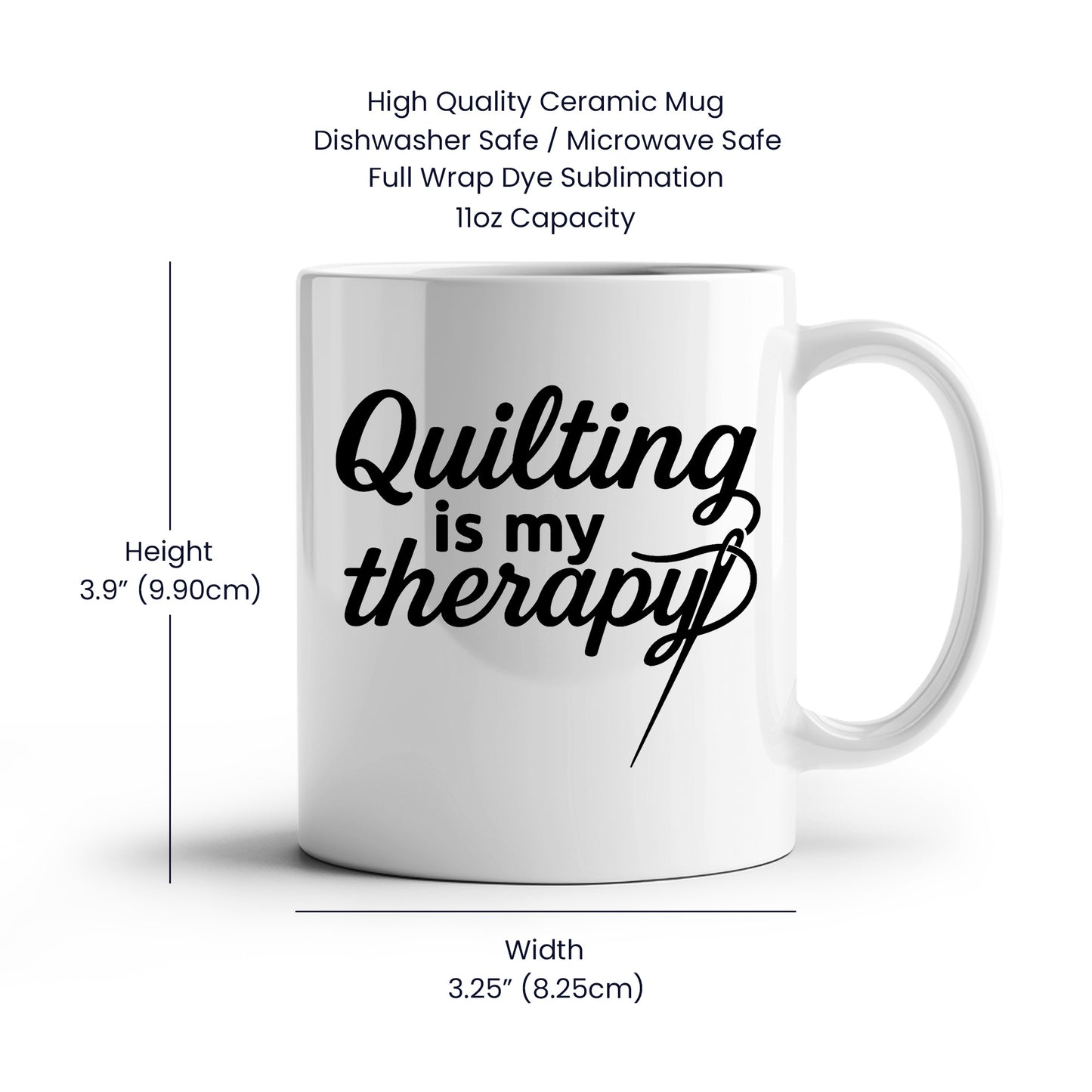 Quilting Is My Therapy Funny Quilter Ceramic Coffee Mug – Gift for Sewing Lovers, Stitchers, and Crafter - Mallard Moon Gift Shop