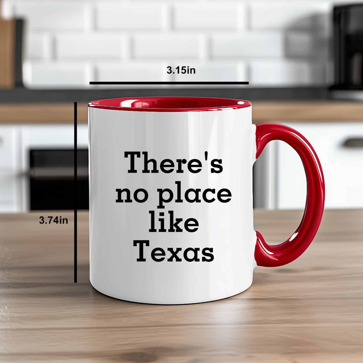 There's No Place Like Texas Two Tone Coffee Mug - Funny Valentine's Day Unique Gifts for Friends from Texas - Black and White, Red and White, Navy and White, Pink and White