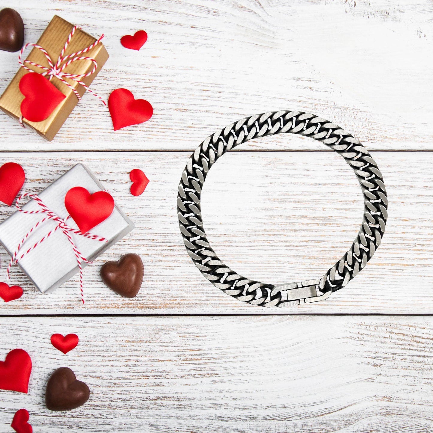 Romantic Soulmate Cuban Link Chain Bracelet - I want to be your Last Everything- Birthday, Christmas Holiday, Valentine Gifts - Mallard Moon Gift Shop