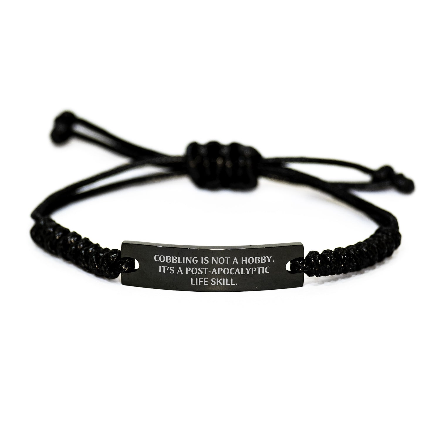 Cobbling Gifts for Men, Funny Rope Bracelet with Black Stainless Steel, Adjustable 3.34-9.84 inches, Gifts from Friends or Family for Graduation - Image 1
