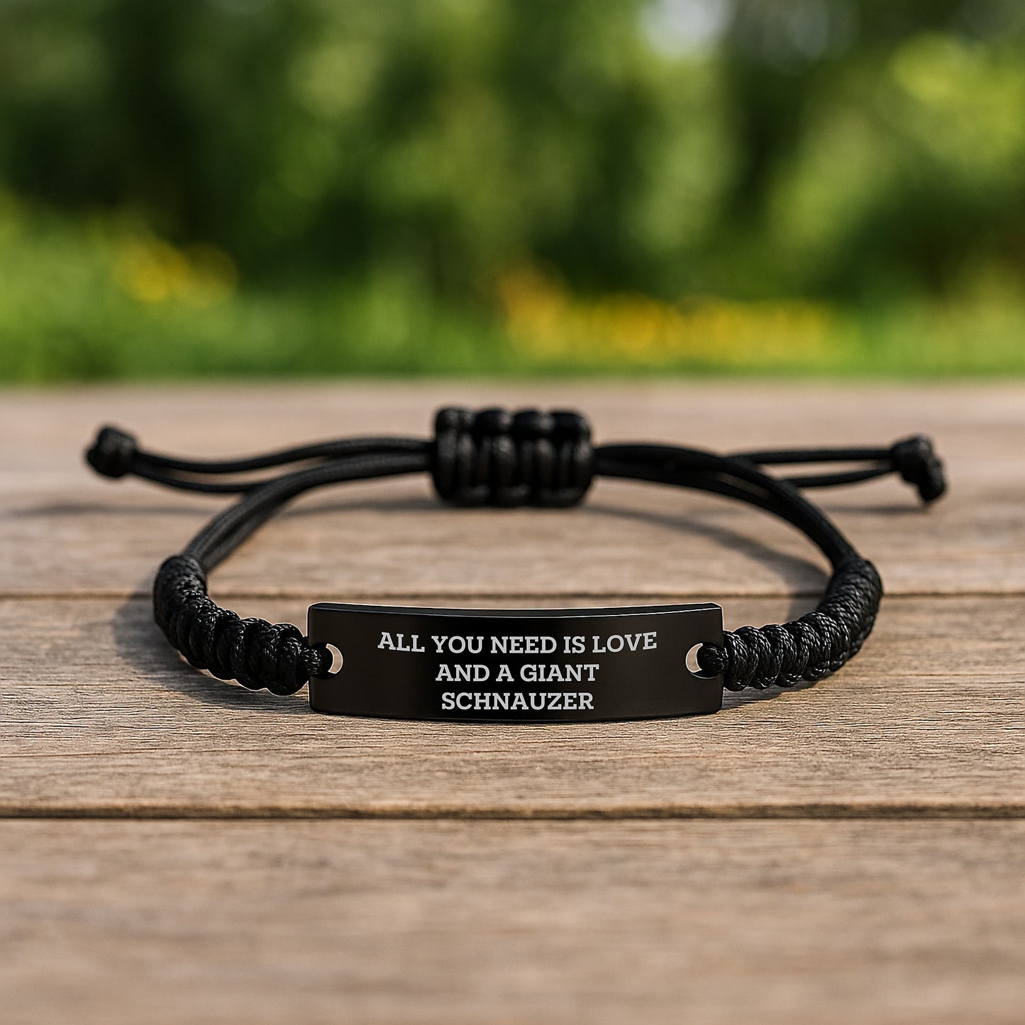 Giant Schnauzer Dog Lovers' Unique Rope Birthday Unique Gift, 'All You Need Is Love', Adjustable Black Rope Bracelet, Gifts from Family, Friends, or Coworkers - Image 2
