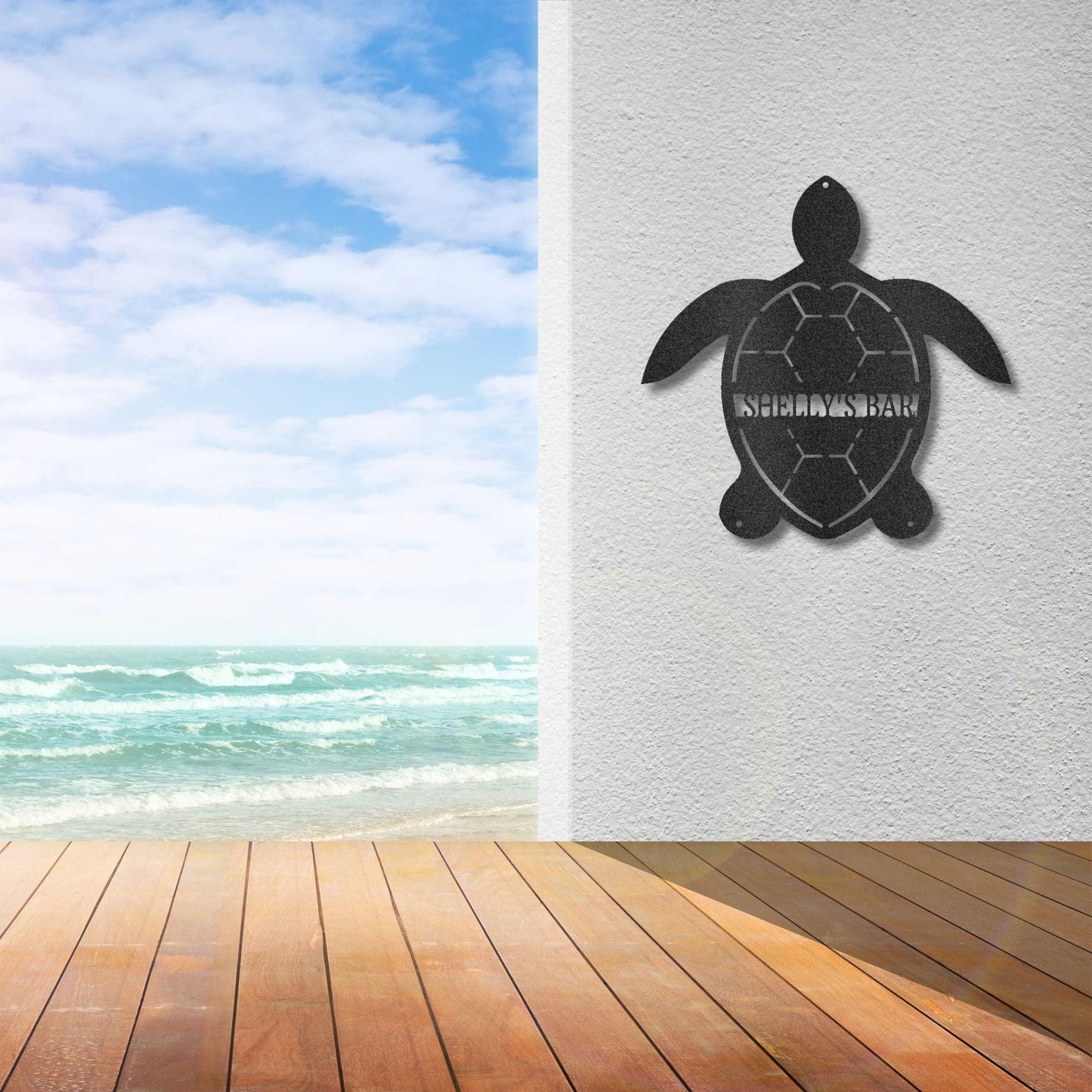 Sea Turtle Custom Name Metal Art Wall Sign - Mallard Moon Gift Shop