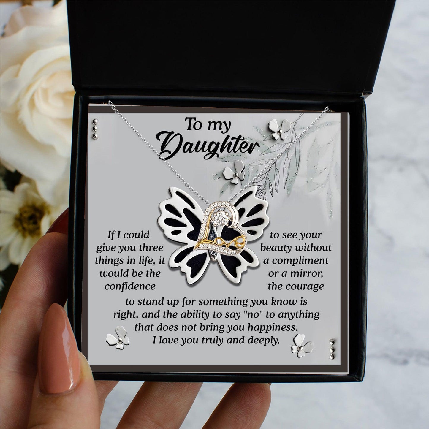 Daughter Birthday, Graduation, Christmas Inspirational Gift  - See Your Beauty - Love Dancing Heart Pendant Necklace - Mallard Moon Gift Shop