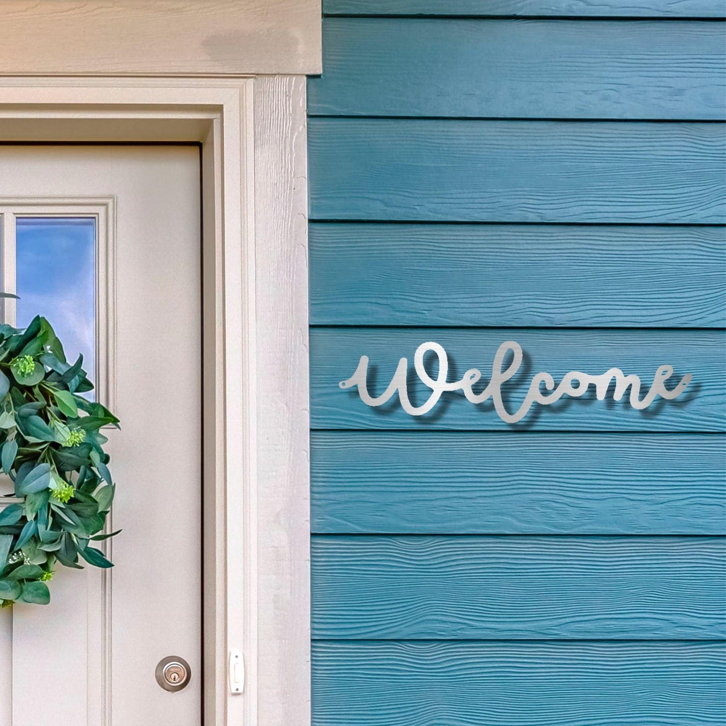 Welcome Script Indoor Outdoor Steel Wall Sign - Mallard Moon Gift Shop