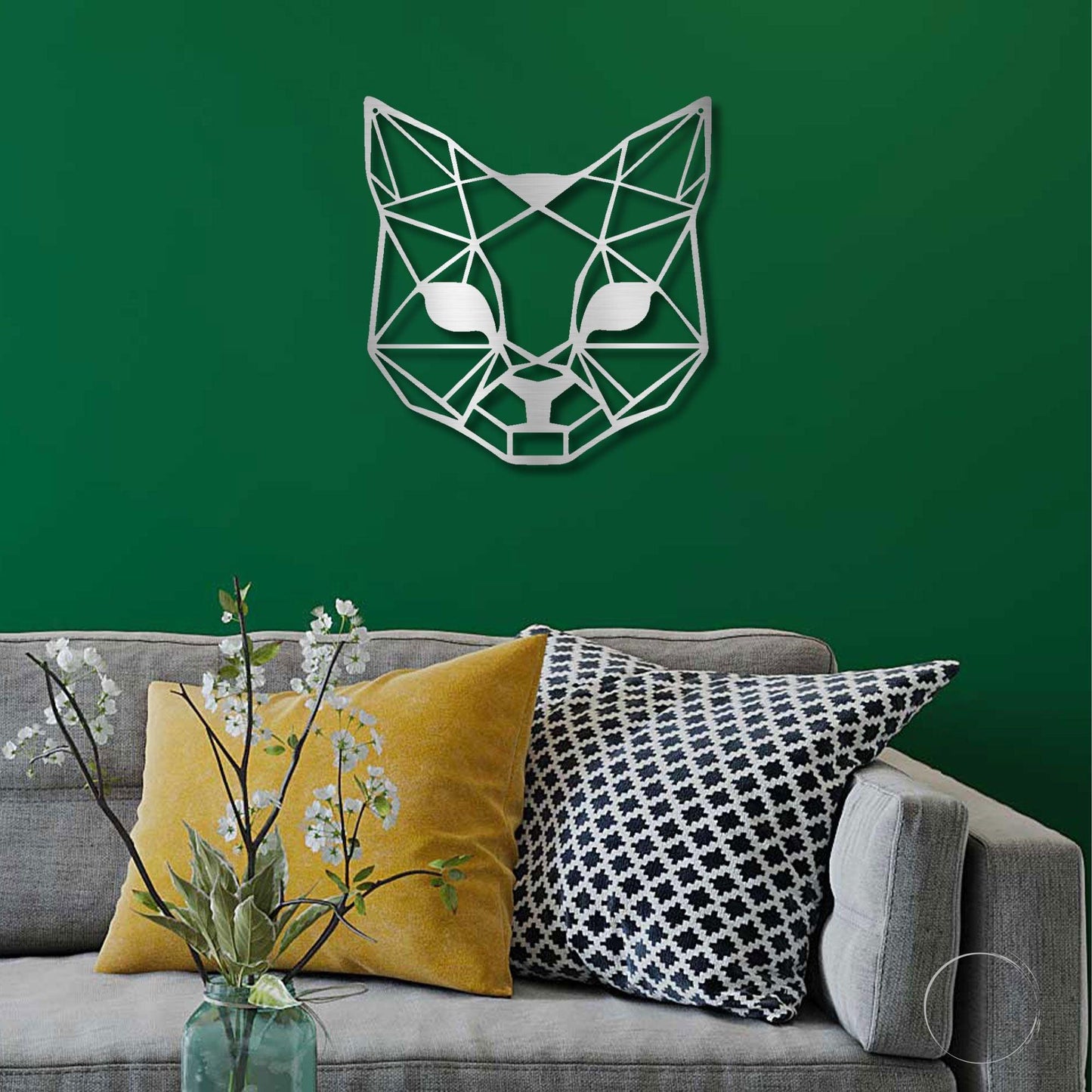 Cat Geometric Indoor Outdoor Steel Wall Sign - Mallard Moon Gift Shop