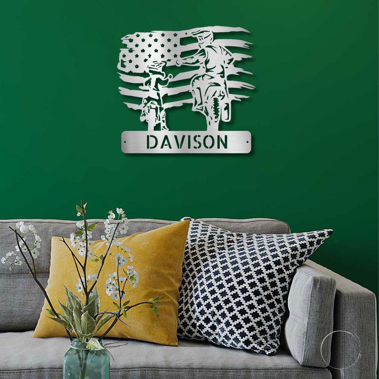 American Motocross Family Monogram Indoor Outdoor Steel Wall Sign - Mallard Moon Gift Shop