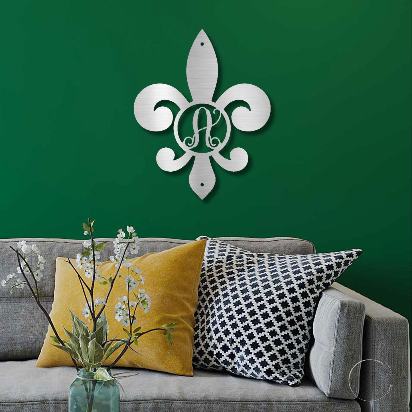 Fleur De Lis Personalized Initial Metal Art Wall Sign - Mallard Moon Gift Shop