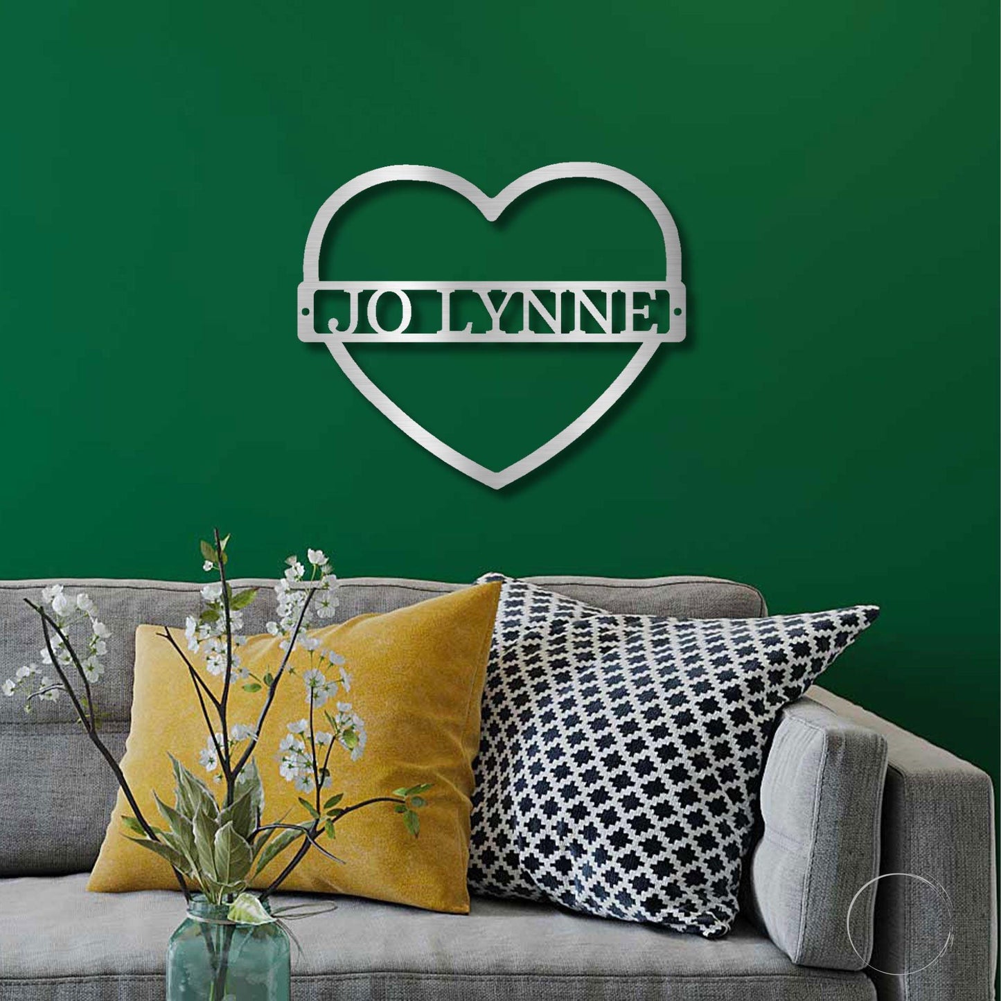 Custom Heart Shaped Monogram Personalized Steel Wall Sign - Mallard Moon Gift Shop
