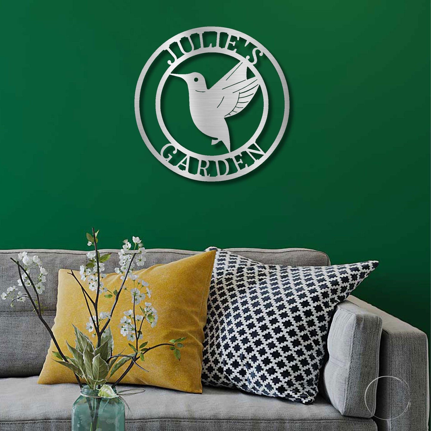 Hummingbird Monogram Personalized Metal Art Wall Sign - Mallard Moon Gift Shop