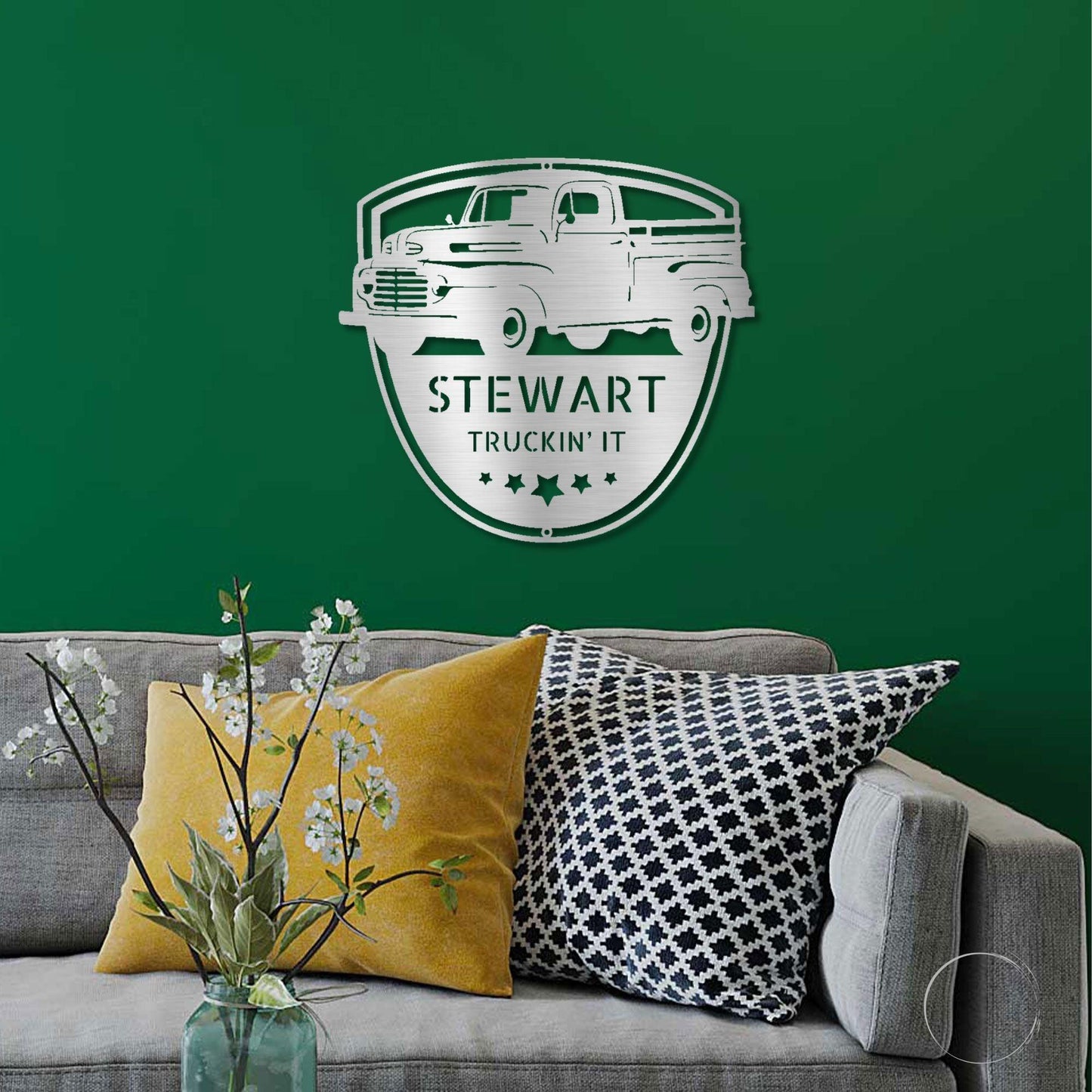 Classic Pickup Truck Personalized Steel Wall Sign - Mallard Moon Gift Shop