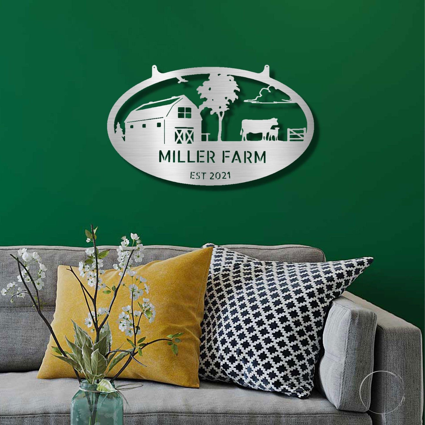 Farmstead Custom Name Monogram Indoor Outdoor Steel Wall Sign - Mallard Moon Gift Shop