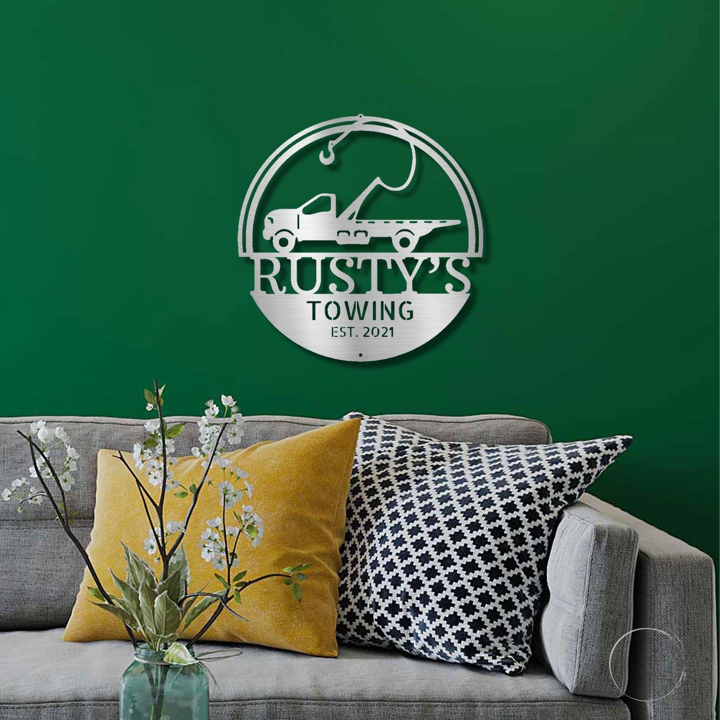 Tow Truck Custom Name Indoor Outdoor Steel Wall Sign - Mallard Moon Gift Shop