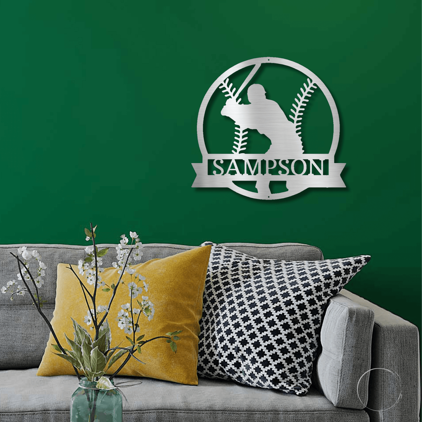 Baseball Player Custom Name Metal Art Wall Sign - Mallard Moon Gift Shop