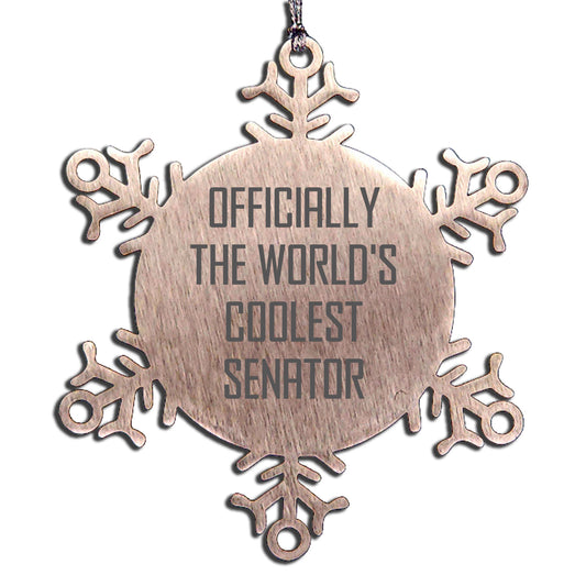 Funny Senator Gifts Officially The World's Coolest Senator Snowflake Ornament, Unique Christmas Unique Gifts for Senator, Senator Snowflake Ornament from Friends - Mallard Moon