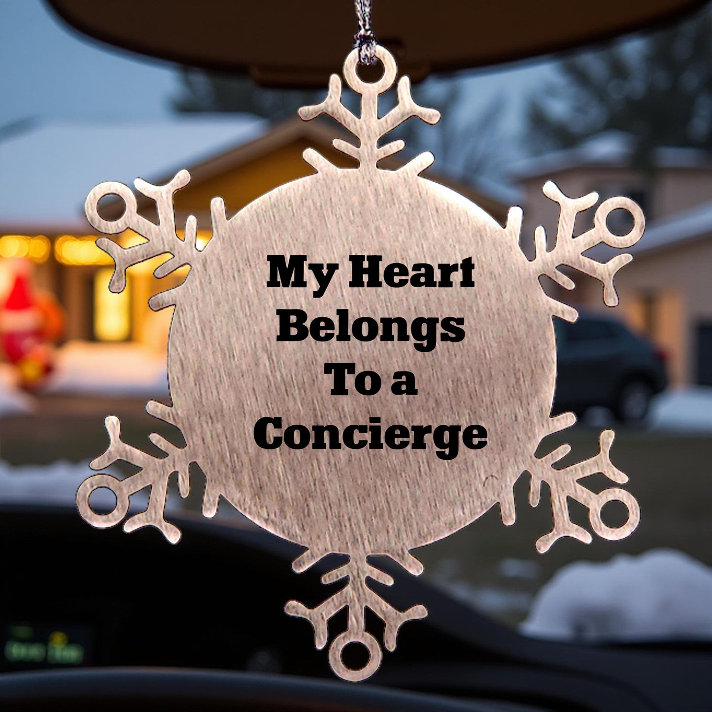 Funny Concierge Gifts - 'My Heart Belongs To A Concierge' Snowflake Ornament, Gifts from Friends, Gifts for Concierge - Mallard Moon