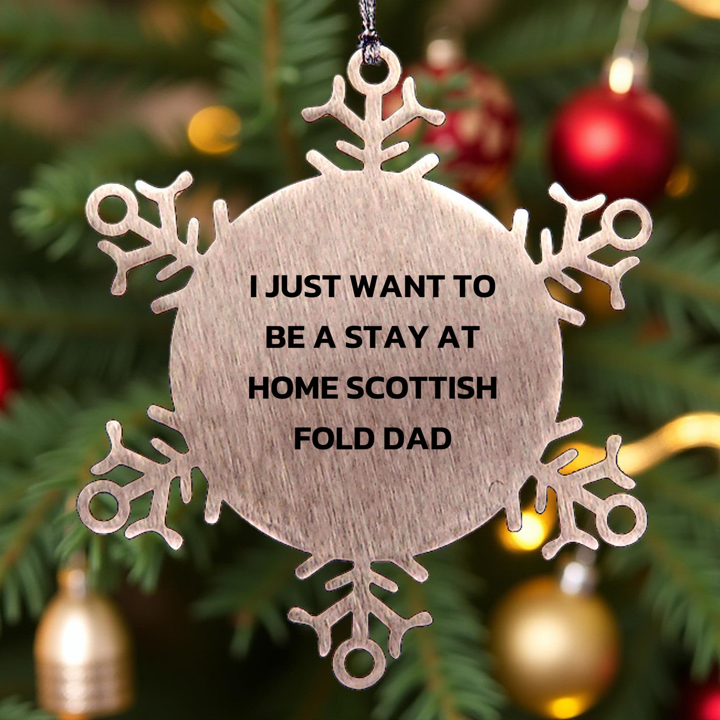 Funny Scottish Fold Cat Dad's Snowflake Ornament Gifts from Friends, Family, and Coworkers for Scottish Fold Cat Lovers at Christmas