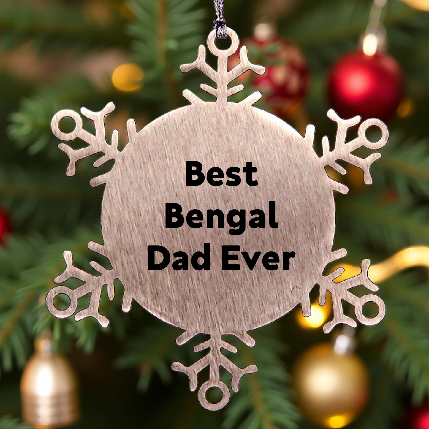 Bengal Dad Cat Lovers' Funny Christmas Snowflake Ornament - Best Bengal Dad Ever - Mallard Moon