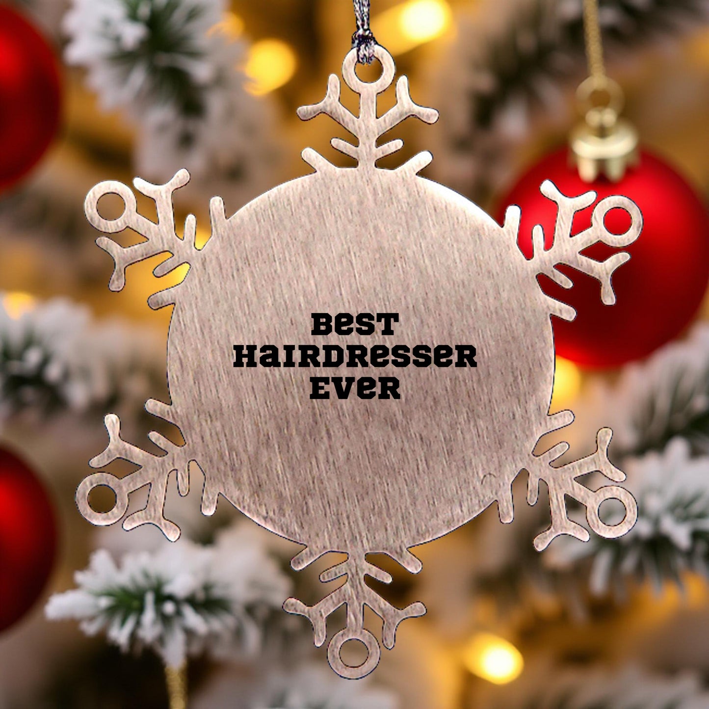 Funny Hairdresser Snowflake Steel Christmas Tree Ornament - Best Hairdresser Ever - Mallard Moon